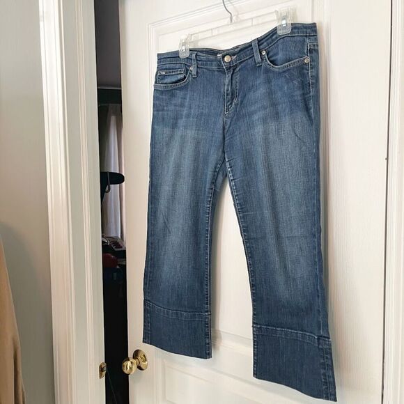 Joe's Socialite Kicker Low Rise Wide Leg Pocket Crop Medium Wash Stretch Jeans - Picture 2 of 14